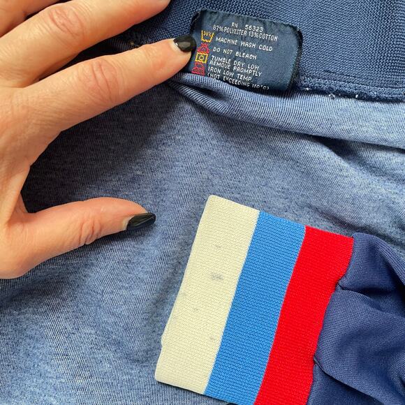 Vintage 90s NIKE Track Jacket XL Taiwan Navy Poly Cotton Warm Up Swish Logo - Picture 7 of 9